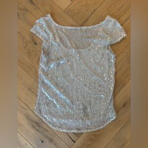 Free People Cream Sequin Top